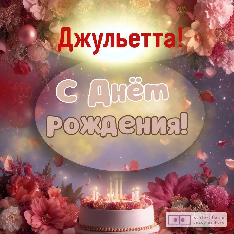Джульетта, с Днём рождения! Поздравительная открытка