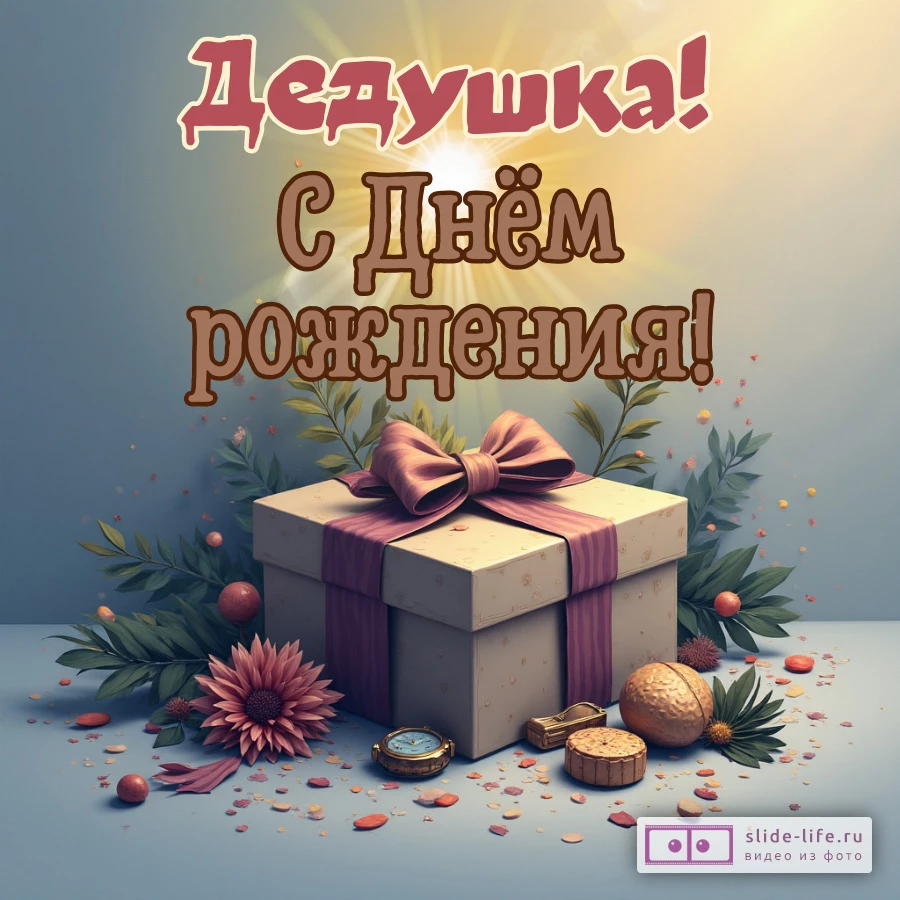 Современная открытка с днем рождения дедушке