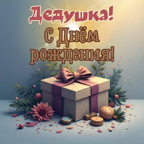 Современная открытка с днем рождения дедушке