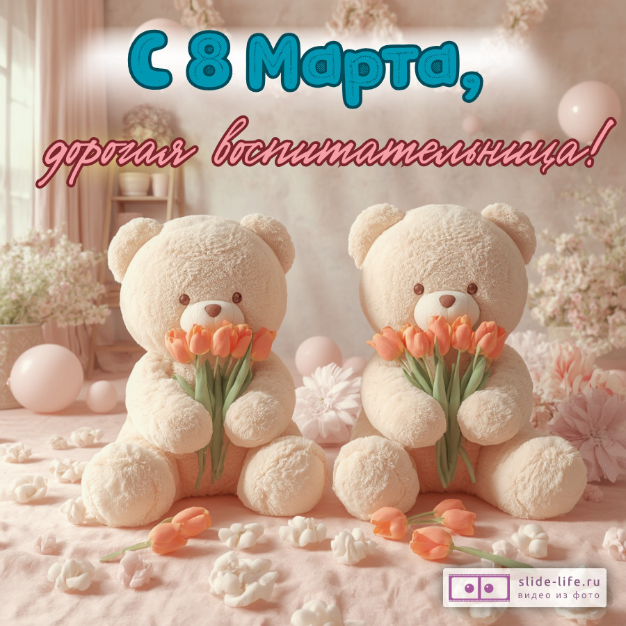 Открытка поздравление воспитателю 8 марта