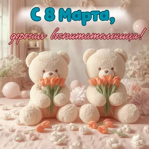 Открытка поздравление воспитателю 8 марта