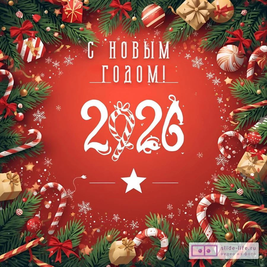 Открытка с новым 2026 годом стильная