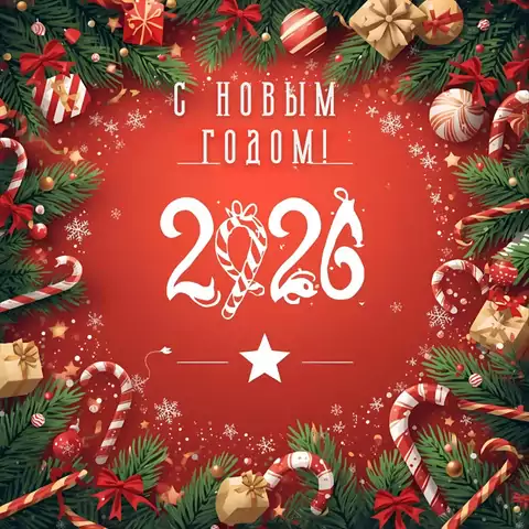 Открытка с новым 2026 годом стильная