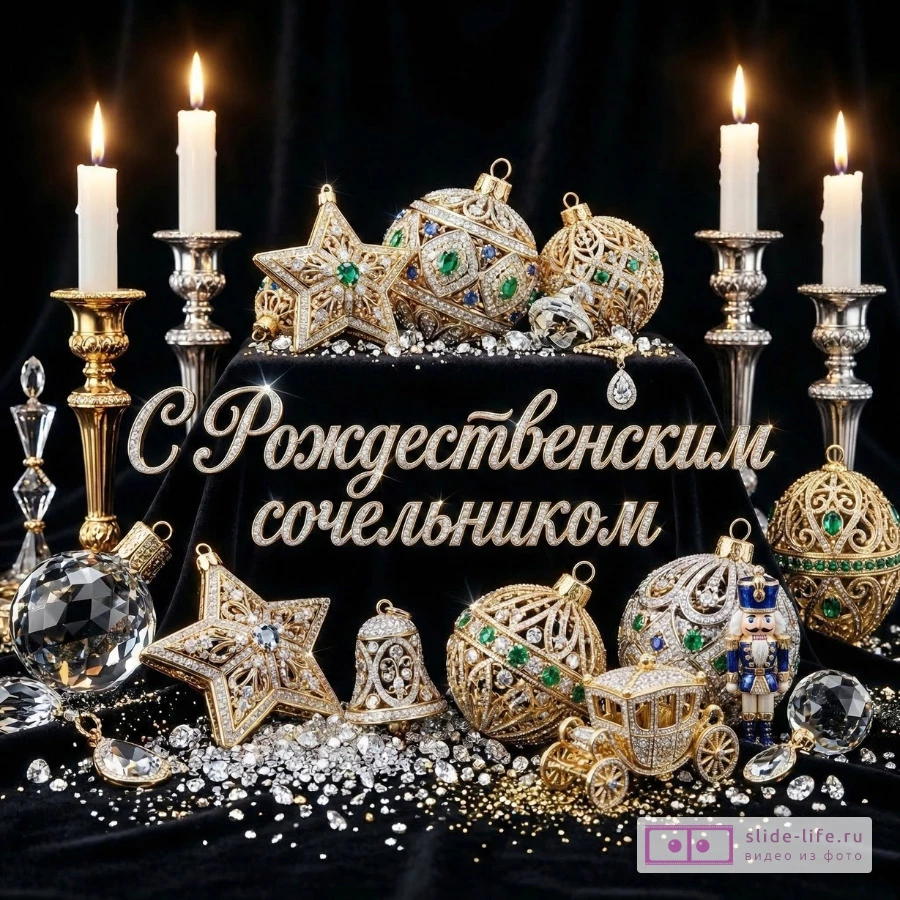 Современная открытка с сочельником