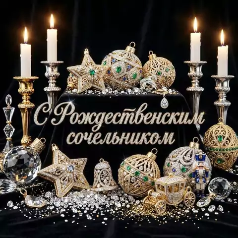 Современная открытка с сочельником