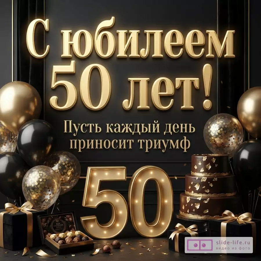 Открытка мужчине на юбилей 50 лет с пожеланием триумфа