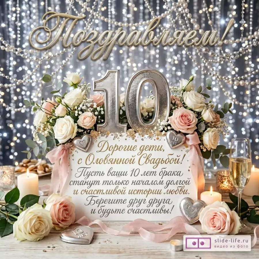 С Оловянной Свадьбой, Дорогие Дети! Поздравление от Родителей на 10 Лет Свадьбы 10-я Годовщина