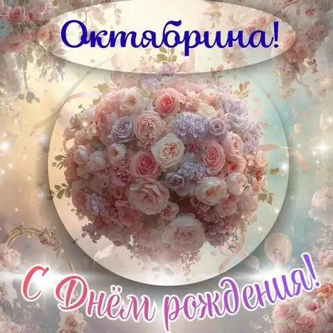 Октябрина, с Днём рождения! Элегантная открытка