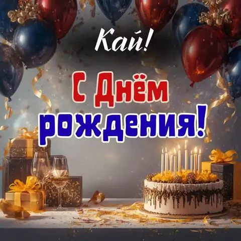 Кай, с Днём рождения! Современная открытка