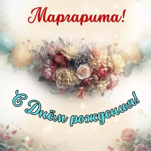 Маргарита, с Днём рождения! Стильная открытка