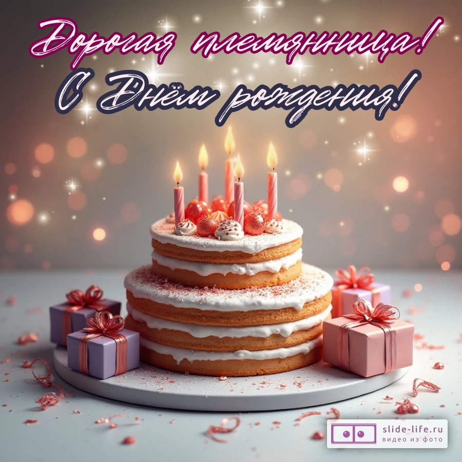 Современная открытка с днем рождения племяннице