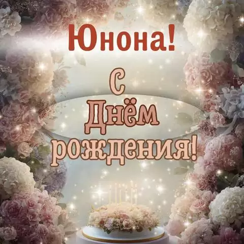 Юнона, с Днём рождения! Красивая открытка