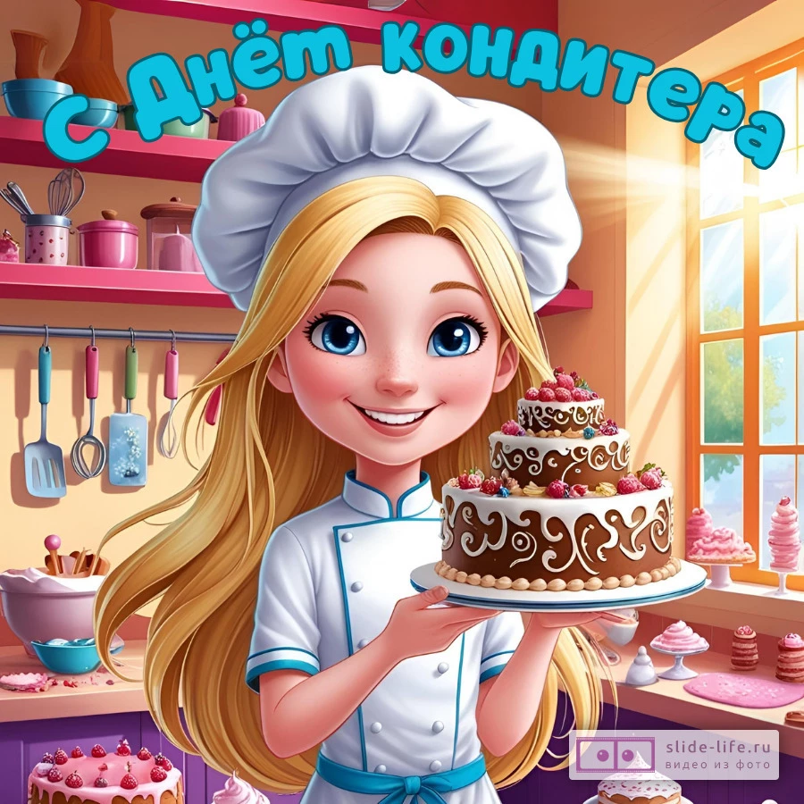 Оригинальная открытка с Днём кондитера