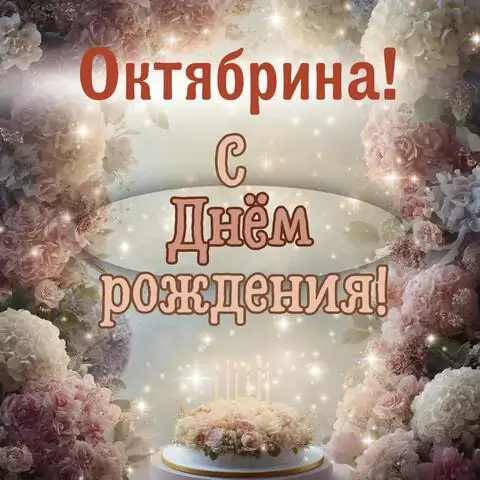 Октябрина, с Днём рождения! Красивая открытка