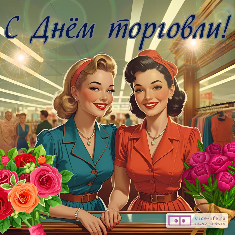 Красивая открытка с Днём работника торговли