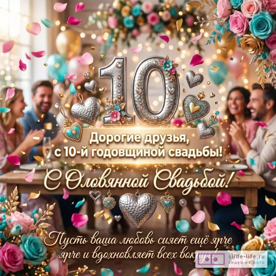 С 10-й Годовщиной Свадьбы, Дорогие Друзья! Душевное Поздравление с Оловянной Свадьбой и Пожелания