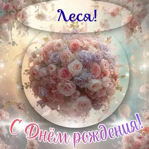 Леся, с Днём рождения! Элегантная открытка