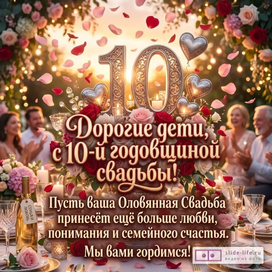 С 10-й Годовщиной Свадьбы, Любимые Дети! Душевное Поздравление с Оловянной Свадьбой от Родителей