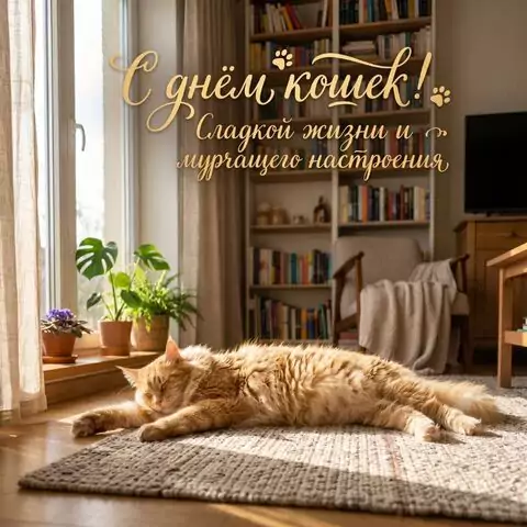 Картинки с Днем кошек — милые открытки с пушистыми котами