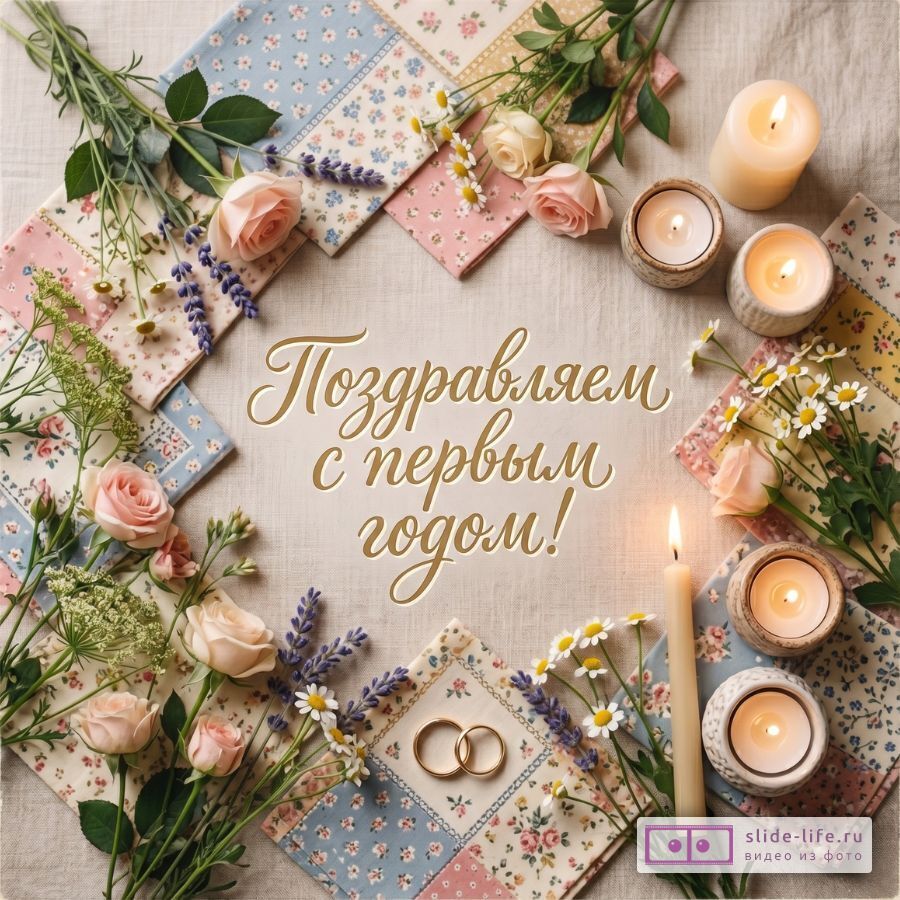 Поздравление с годовщиной ситцевой свадьбы — Открытка