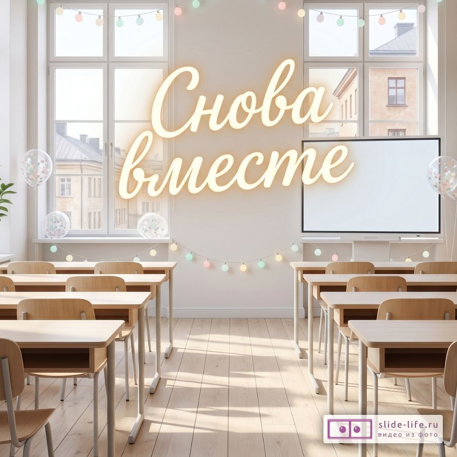 Открытка на встречу выпускников — снова вместе школьный класс, ностальгия