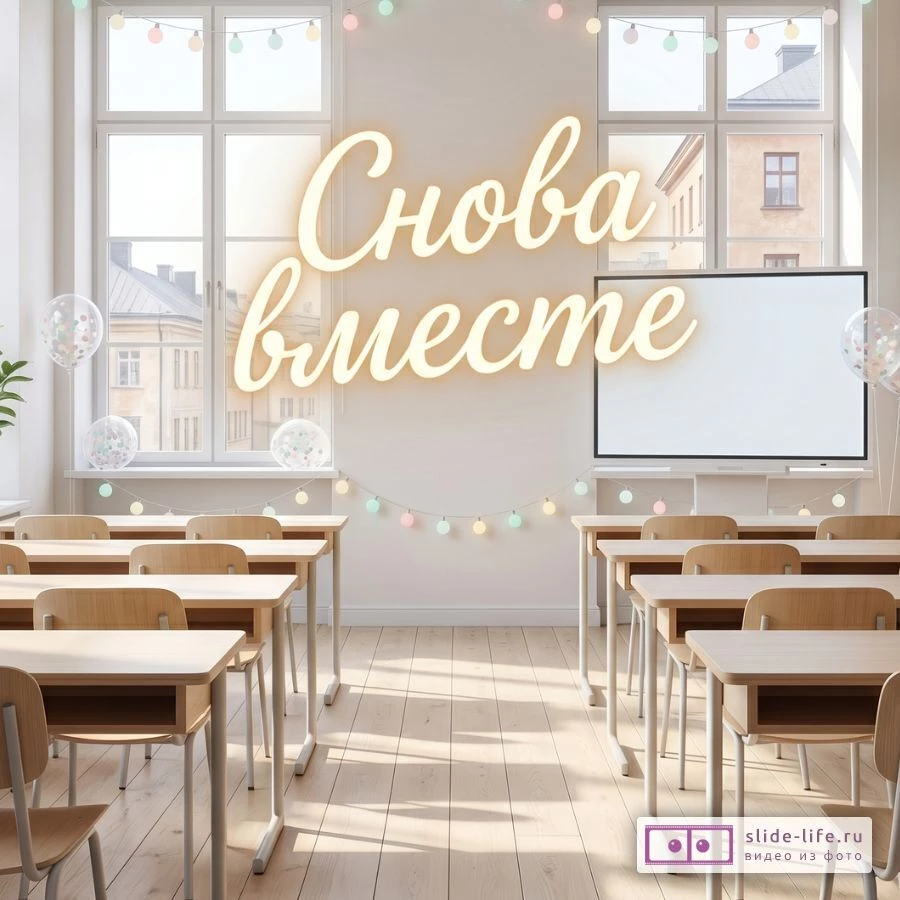 Открытка на встречу выпускников — снова вместе школьный класс, ностальгия