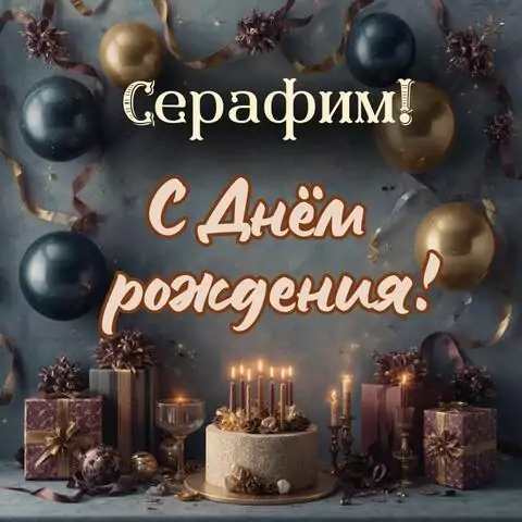 Серафим, с Днём рождения! Красивая открытка