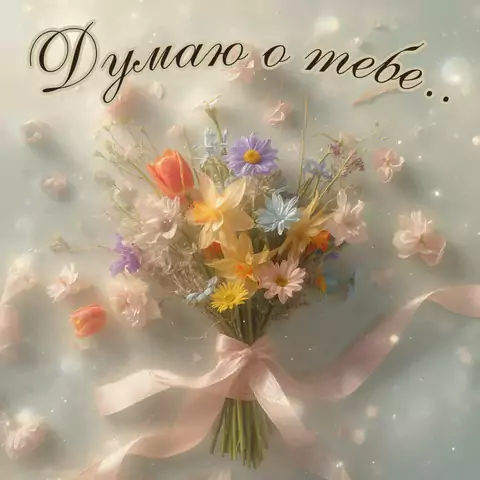 Открытка скучаю и думаю о тебе с цветами
