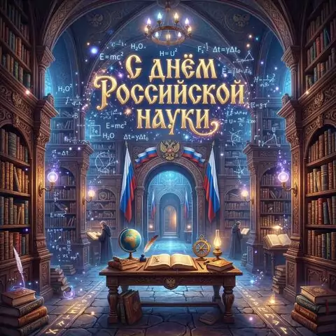 Поздравление С Днём российской науки — стильная картинка