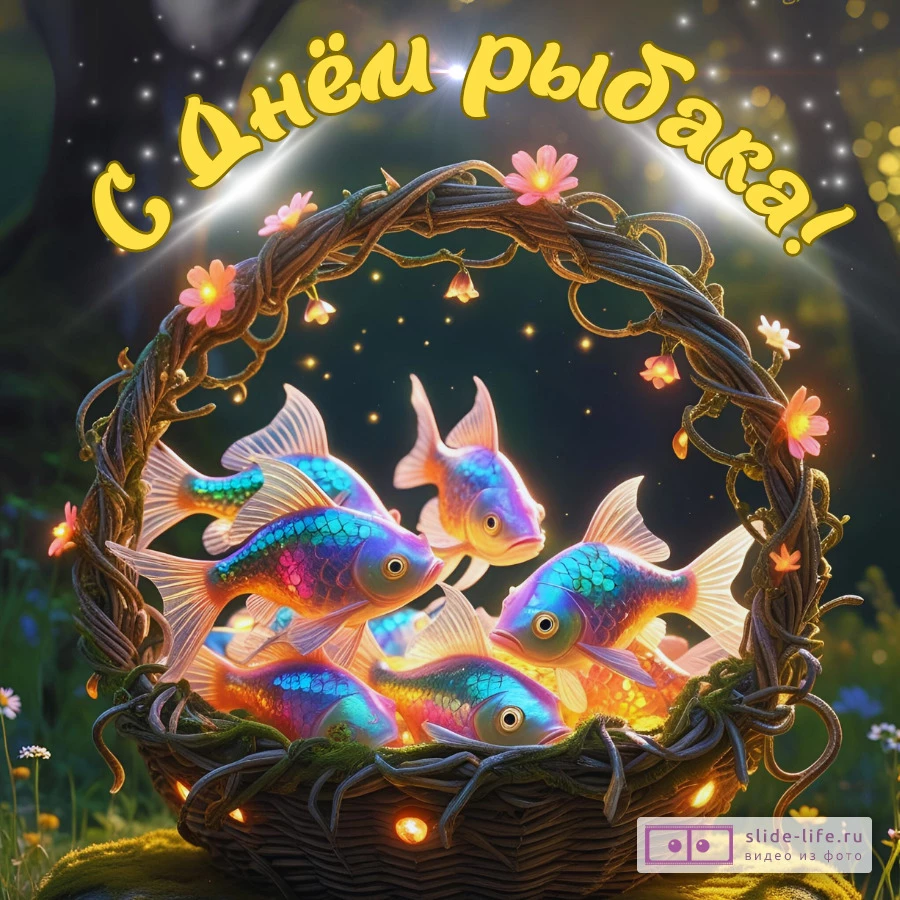 Оригинальная открытка с Днём рыбака