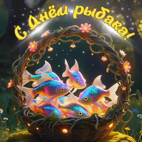 Оригинальная открытка с Днём рыбака