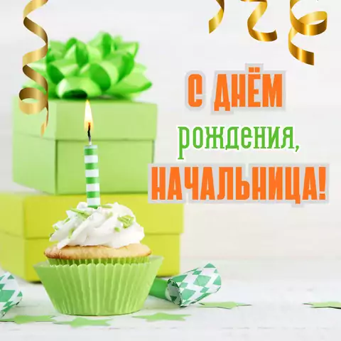Современная открытка с днем рождения начальнику женщине