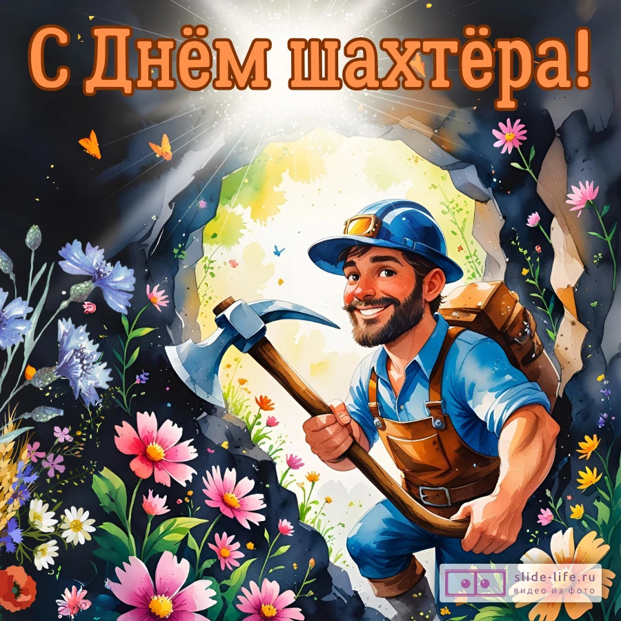 Оригинальная открытка с Днём шахтера