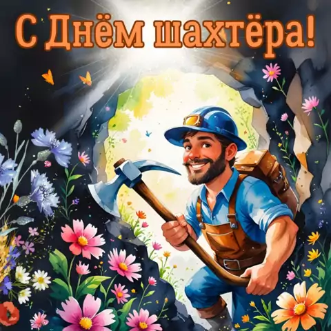 Оригинальная открытка с Днём шахтера