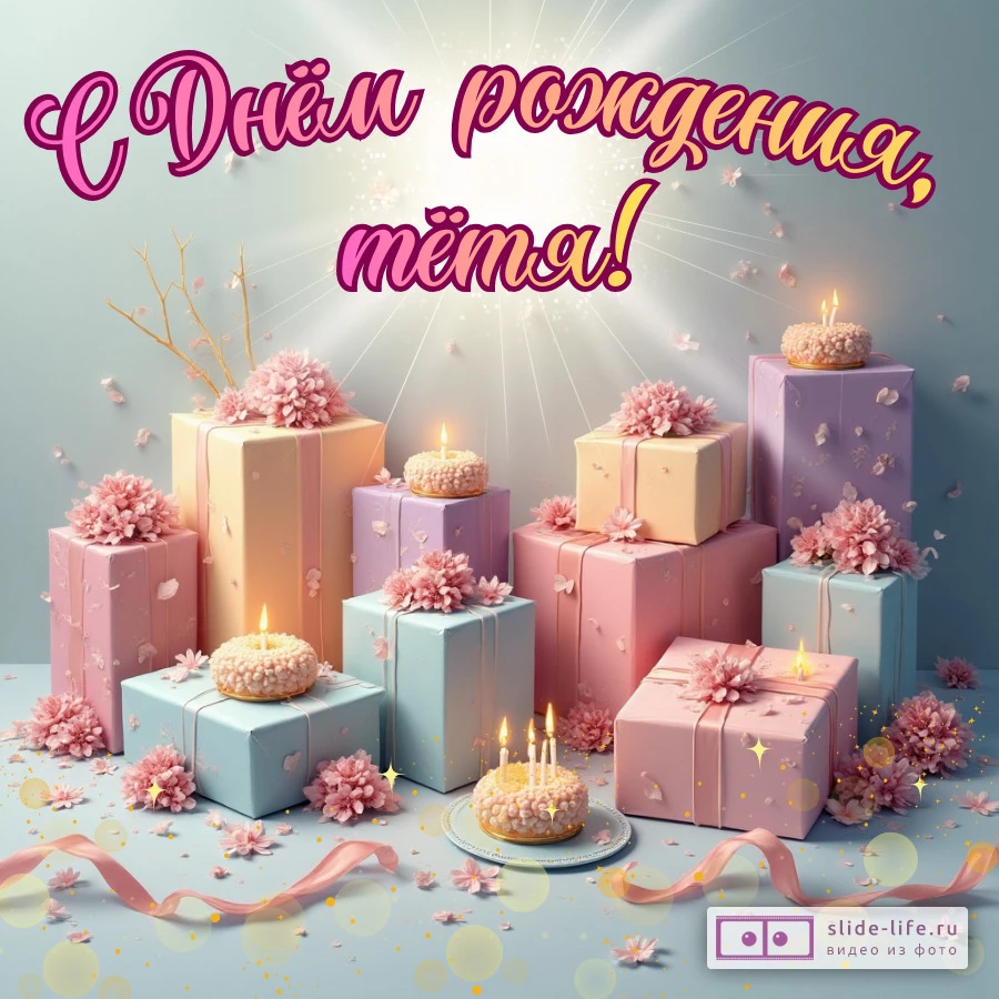 Открытка поздравление на день рождения тете