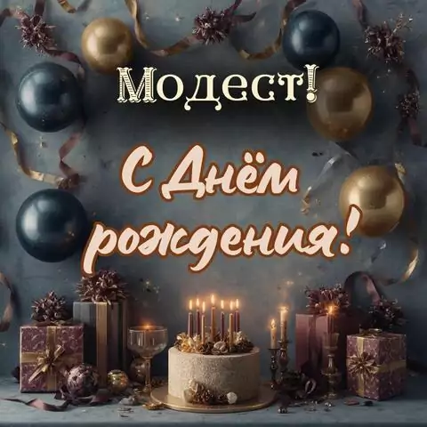 Модест, с Днём рождения! Красивая открытка