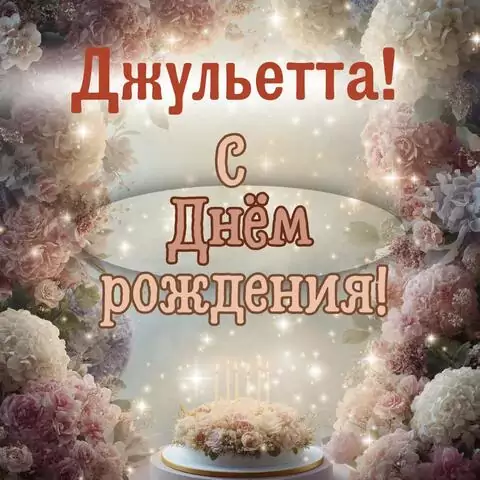 Джульетта, с Днём рождения! Красивая открытка