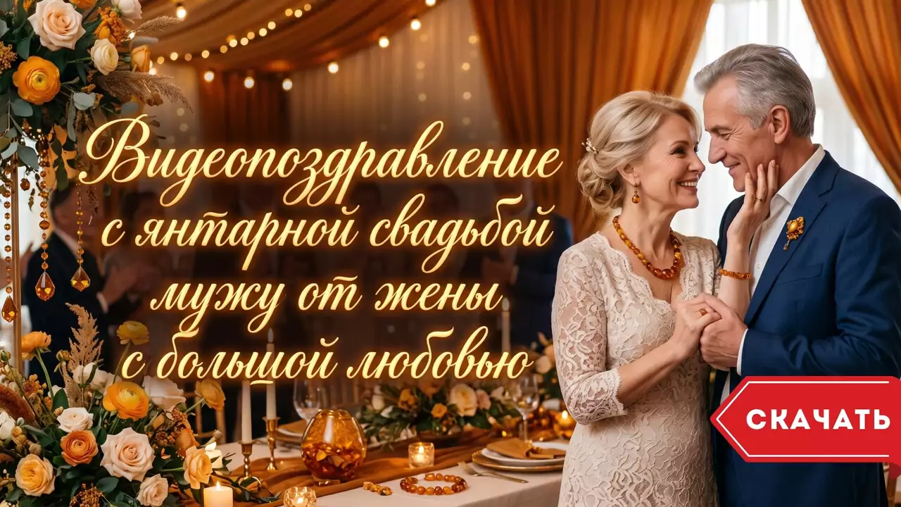 Видеопоздравление с Янтарной свадьбой мужу о надежной ладони и спокойствии