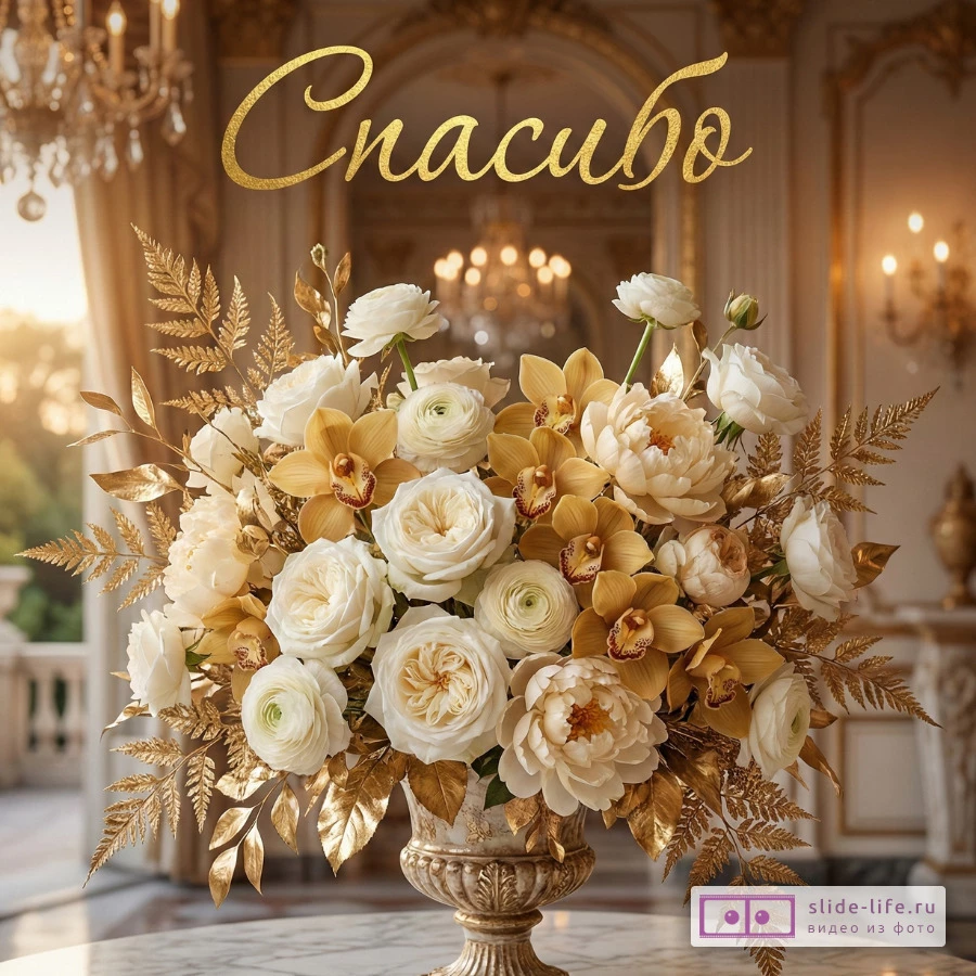 Открытка спасибо с цветами