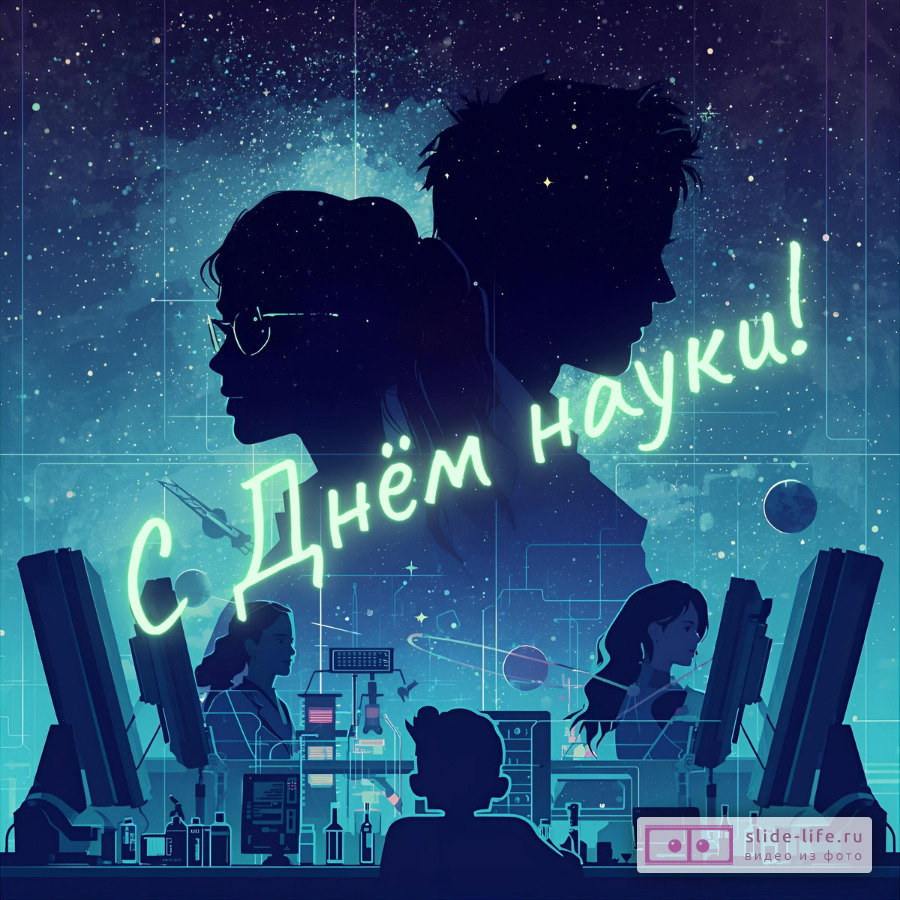 Открытка с днем науки стильная