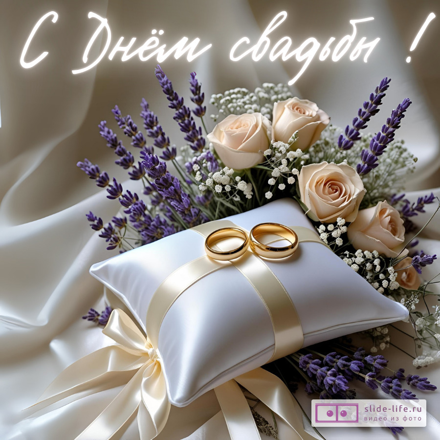 Красивая открытка со свадьбой молодоженам