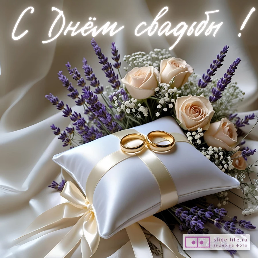 Красивая открытка со свадьбой молодоженам