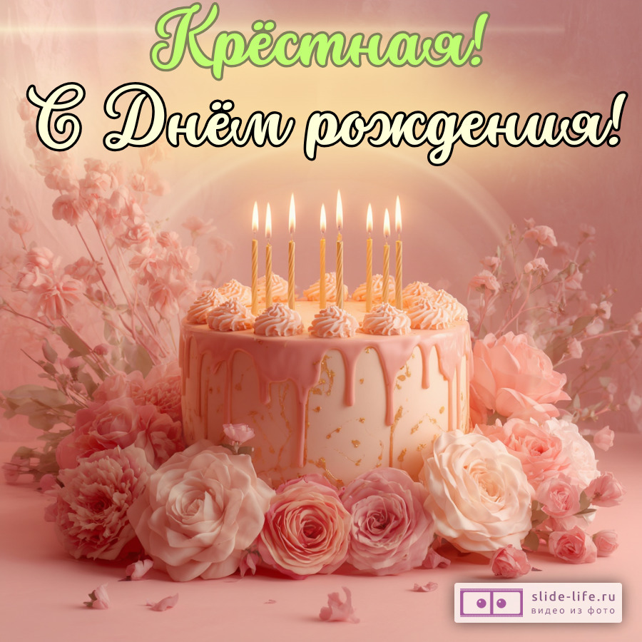 Красивая открытка с днем рождения крестной