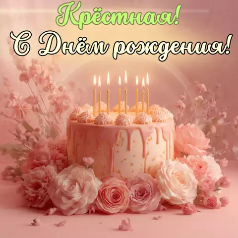 Красивая открытка с днем рождения крестной