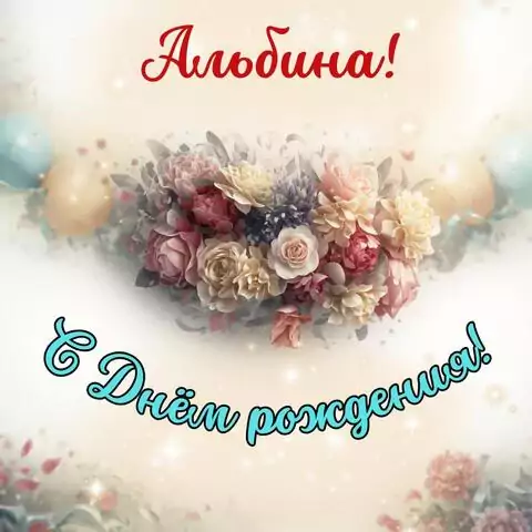 Альбина, с Днём рождения! Стильная открытка