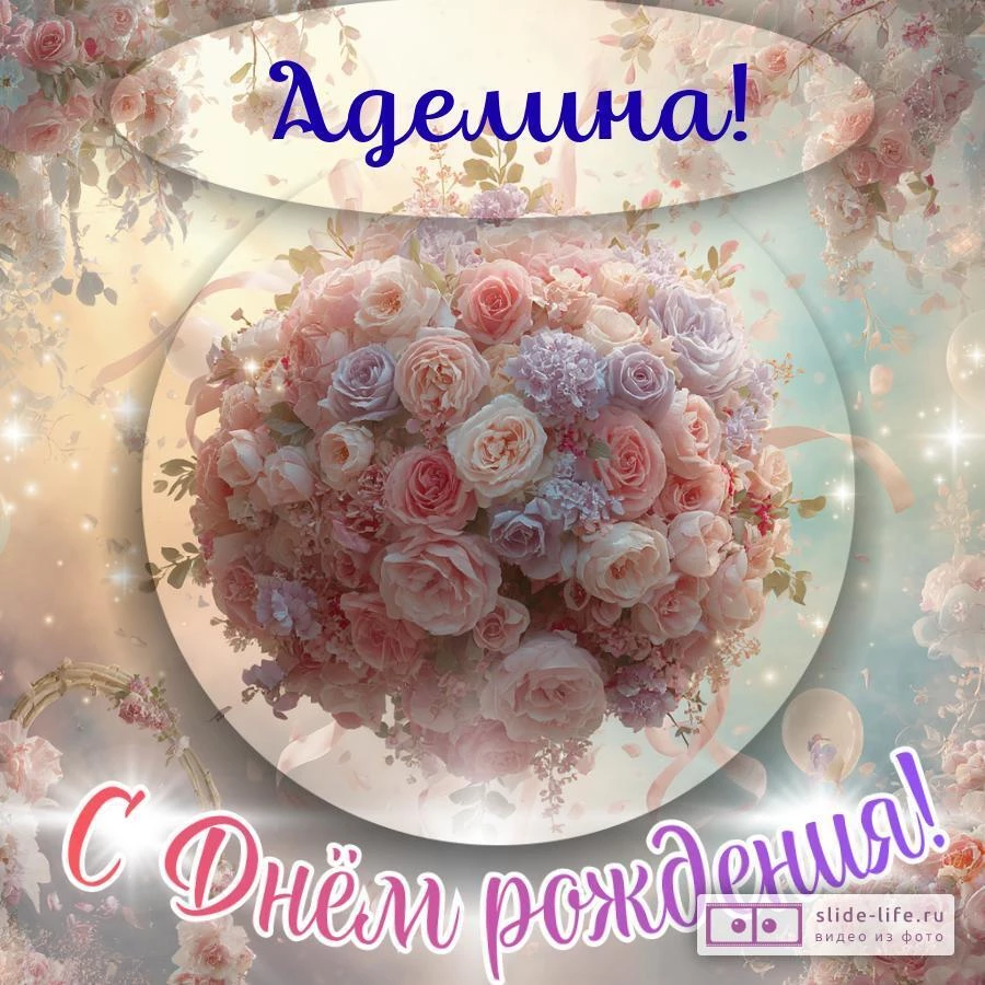 Аделина, с Днём рождения! Элегантная открытка