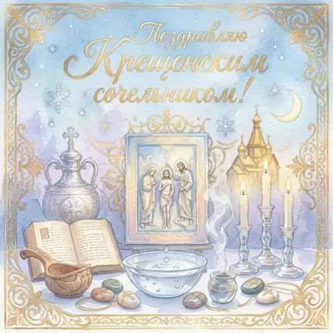 Крещенский сочельник — православная открытка с текстом поздравления