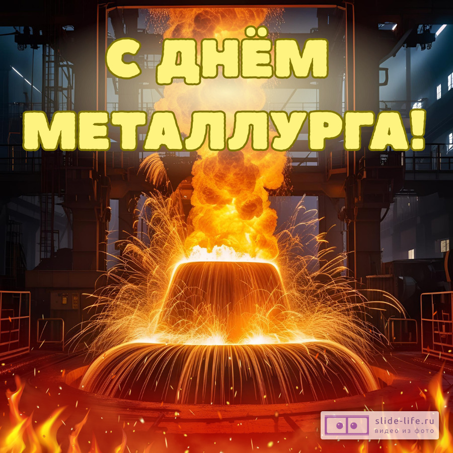 Оригинальная открытка с Днём металлурга