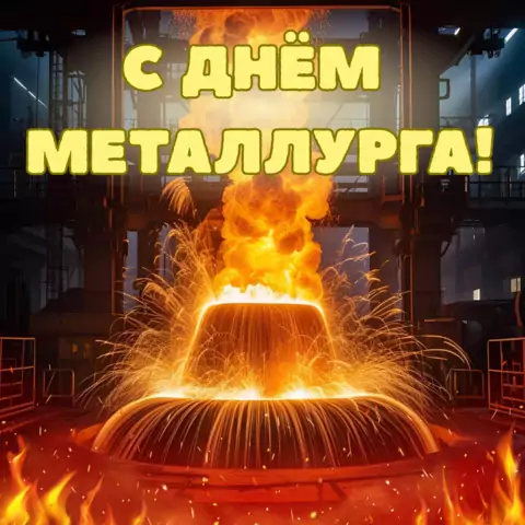 Оригинальная открытка с Днём металлурга