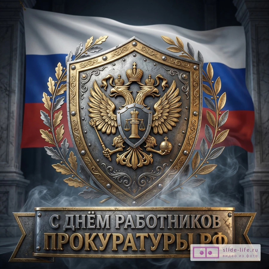 С Днём работников прокуратуры РФ — 3D открытка с надписью